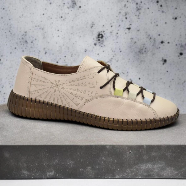 6000 TAM ORTOPEDİK Taban Hakiki Deri Kadın Günlük Ayakkabı - Resim 10