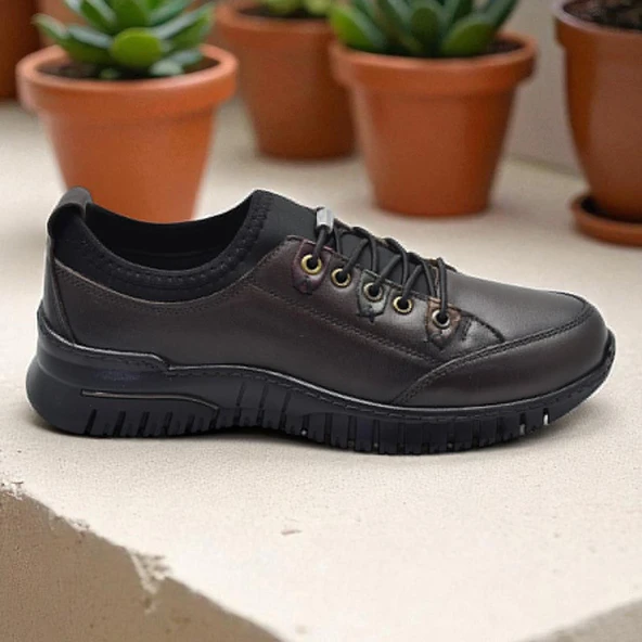 1988-1 Tam Ortopedik %100 Hakiki Deri Günlük Ayakkabı Kadın Ayakkabı Kaymaz Taban - Resim 2