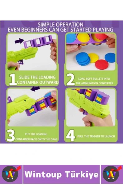 Eğlenceli Çocuk Evcil Hayvan Kedi Köpek İlgi Çeken Zararsız Yumuşak Renkli Disk Atan Oyuncak Tabanca - Resim 3