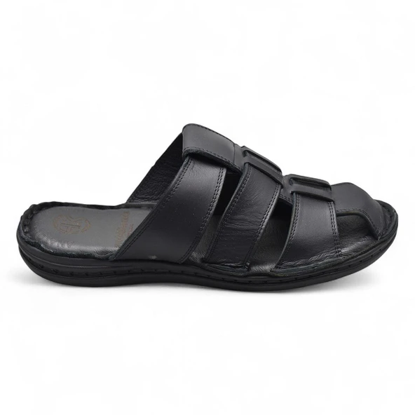 089 Puff Ortopedik Taban Günlük Hakiki Deri Erkek Terlik Erkek Kapalı Terlik - 3