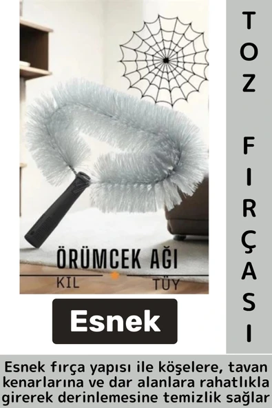 Ergonomik Tutuş Hafif Esnek Zor Nokta Köşe Tavan Lamba Perde Tüy Toz Örümcek Ağı Temizleme Fırçası ürün görseli