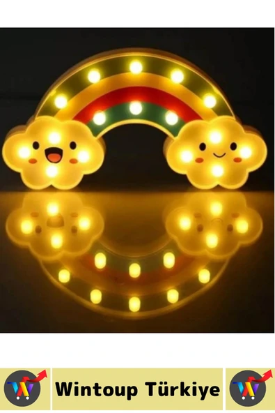Çocuk Bebek Odası Aydınlatma Güvenlik Asılabilir Tasarım Gülen Bulutlu Gökkuşağı Masa Gece Lambası - Resim 2