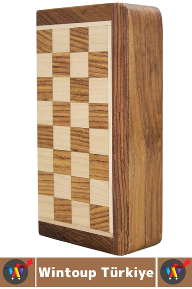 Premium Yüksek Kalite Özel Vernikli Mıknatıs Taşlı Ahşap Katlanabilir Kutulu Satranç Takımı 12.5 Cm - Resim 4