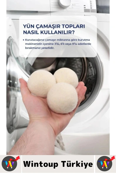 Kırışıklık Azaltan Hızlı Kuruma Sürtünme Engelleyen Çamaşır Makinesi Pratik Yün Kurutma Topu 6 Adet - 2
