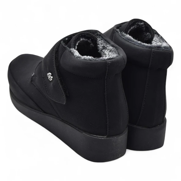 200ZMRT Ortopedik Taban İçi Kürklü Siyah Anne Botu Kadın Cırtlı Bot Ayakkabı - 6
