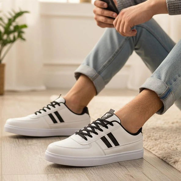 038 Rahat Taban Günlük Unisex Siyah Erkek Spor Ayakkabı - 5