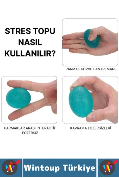 Ergonomik Stres Egzersiz Rehabilitasyon Fizyoterapi Silikon El Bilek Parmak Güçlendirme Topu 4lü SET - 2