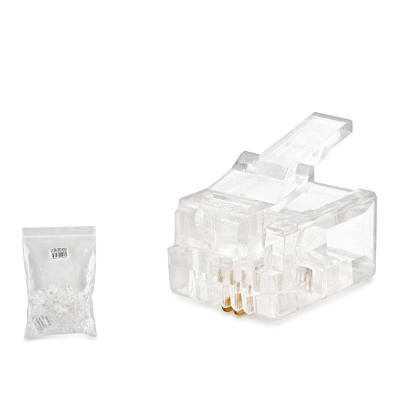 RJ11 Konnektör 2 Pın Telefon 100 Lü Paket Şeffaf HDX5018 ürün görseli