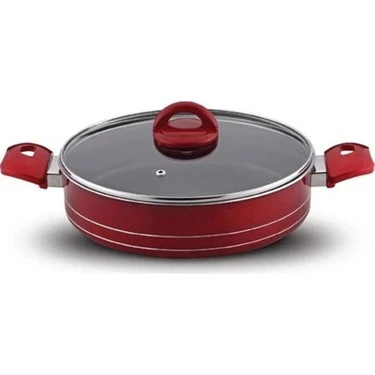 Evinda 28 cm Cam Kapaklı Çift Kulplu Teflon Tencere