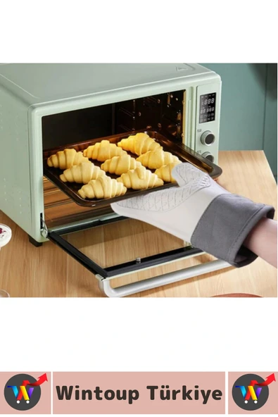 Kaymaz Yanmaz Fırın Ocak Tencere Izgara Mutfak Yüksek Isıya Dayanıklı Silikon Fırın Eldiveni 1 Adet - Resim 3