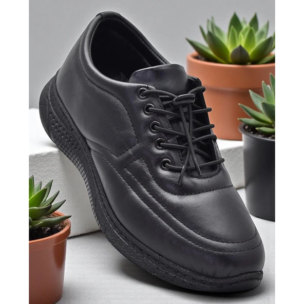 701 Tam Ortopedik Taban Hakiki Deri Erkek Ayakkabı Kadın Ayakkabı Kaymaz Taban Unisex Ayakkabı Lastikli Bağcık - 5