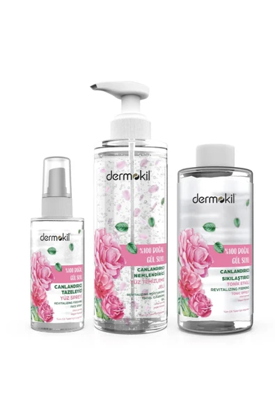Dermokil %100 Doğal Gül Suyu Cilt Bakım Seti Jel+Tonik+Sprey - 2