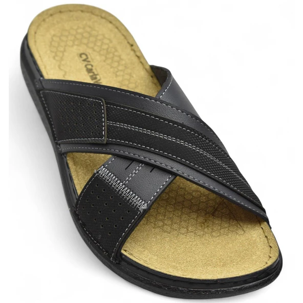 171202  Ortopedik Taban Erkek Terlik Erkek Cırtlı Terlik Sandalet - 2