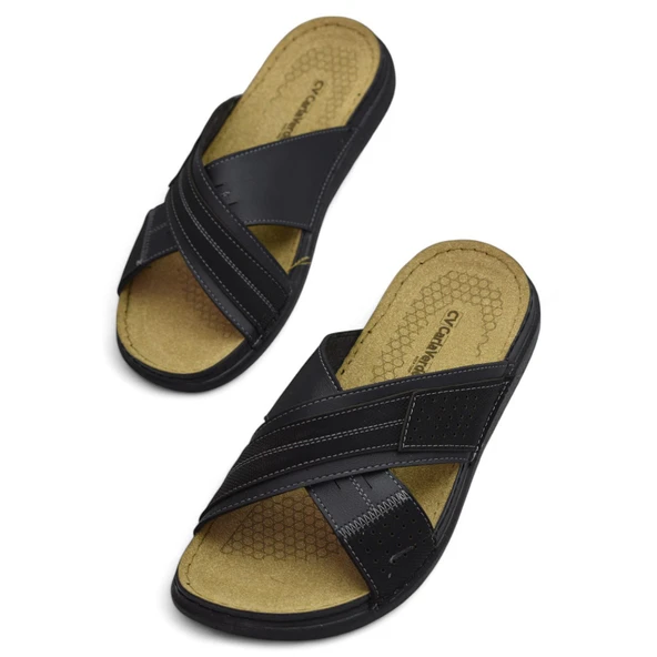 171202  Ortopedik Taban Erkek Terlik Erkek Cırtlı Terlik Sandalet