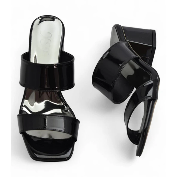 200PZ Düz Model 5cm Kadın Topuklu Terlik Ayakkabı Düğün Nişan Abiye - 12