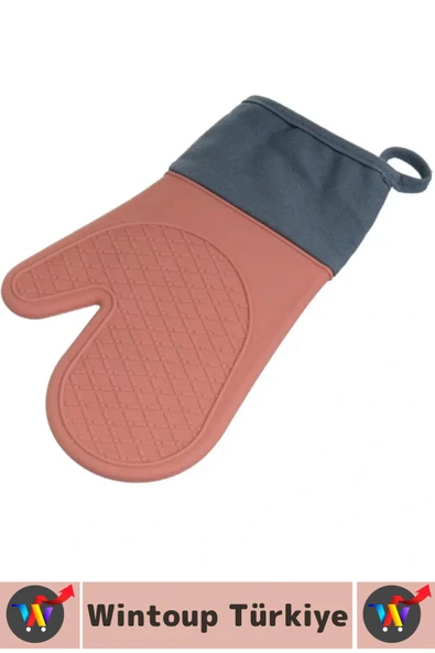 Kaymaz Yanmaz Fırın Ocak Tencere Izgara Mutfak Yüksek Isıya Dayanıklı Silikon Fırın Eldiveni 1 Adet - Resim 2