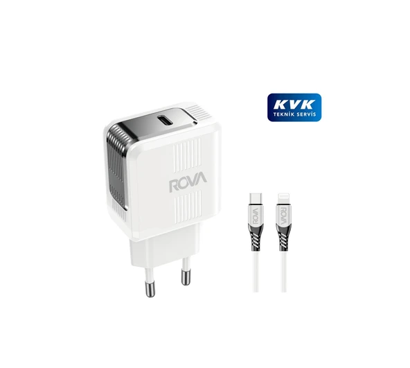 Rova SB110L 20W Type-c To Lightning Hızlı Şarj Aleti Başlık Kablolu Set PD 20W 1.2M Beyaz