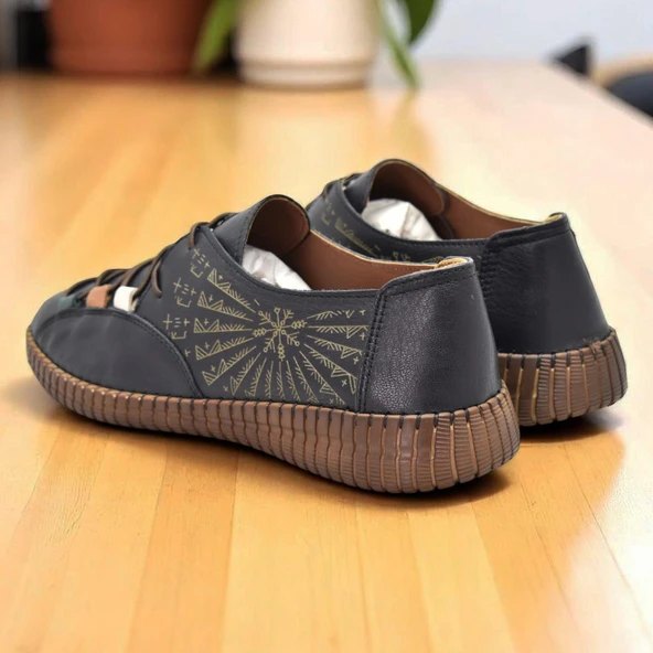 6000 TAM ORTOPEDİK Taban Hakiki Deri Kadın Günlük Ayakkabı - Resim 5