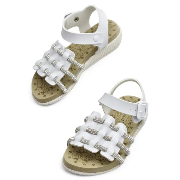 8454 Rahat Taban Kız Çocuk Sandalet Terlik Çocuk Taşlı Sandalet - 6
