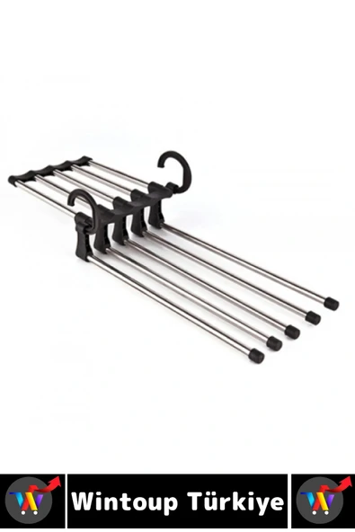 Kompakt Yer Tasarrufu Kemer Pantolon Eşarp Gardırop Dolap 5 in 1 Hareketli Pantolon Askılığı 2 Adet - Resim 2