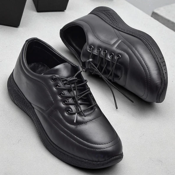 701 Tam Ortopedik Taban Hakiki Deri Erkek Ayakkabı Kadın Ayakkabı Kaymaz Taban Unisex Ayakkabı Lastikli Bağcık - 4