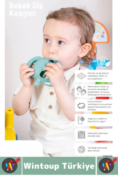 Gıda Sınıfı BPA Free Bebek Parmak Emme Alışkanlığı Azaltan Masaj Etkili Yumuşak Silikon Diş Kaşıyıcı - 3