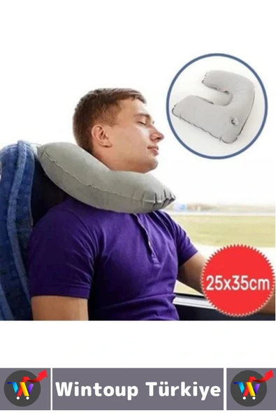 Kompakt Seyahat Çanta Boy Şişirilebilir Yolcu Seyahat Ense Boyun Ağrı Azaltan Konforlu Boyun Yastığı - Resim 3