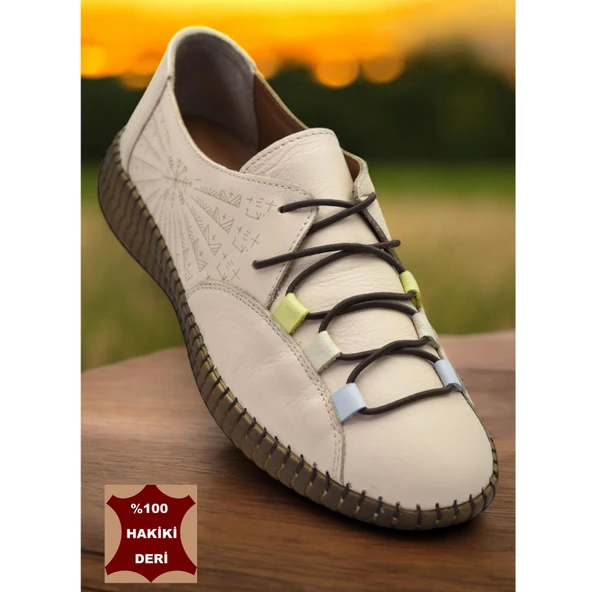 6000 TAM ORTOPEDİK Taban Hakiki Deri Kadın Günlük Ayakkabı - Resim 7
