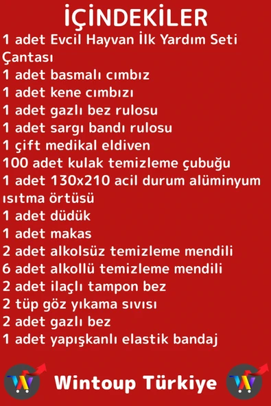 Portatif Dayanıklı Evcil Hayvan Kedi Köpek Tam Dolu Acil Durum İhtiyaç İlk Yardım Seti Çantası - Resim 5