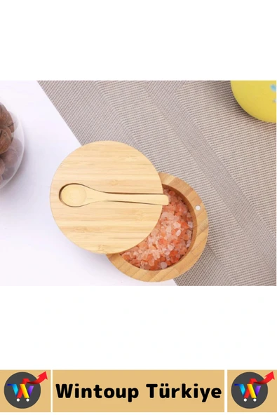 Dayanıklı Mutfak Mıknatıslı Kapak Hijyenik Çok Şık Doğal Ahşap Kaşıklı Baharatlık Kaşık Seti 4 Adet - Resim 4