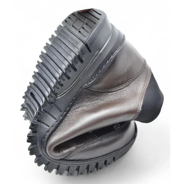 1988 Tam Ortopedik Siyah Hakiki Deri Kadın Bot Lastikli Fermuarlı Kışlık Anne Deri Bot - 12