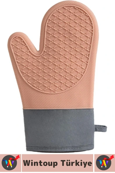 Kaymaz Yanmaz Fırın Ocak Tencere Izgara Mutfak Yüksek Isıya Dayanıklı Silikon Fırın Eldiveni 1 Adet - Resim 7