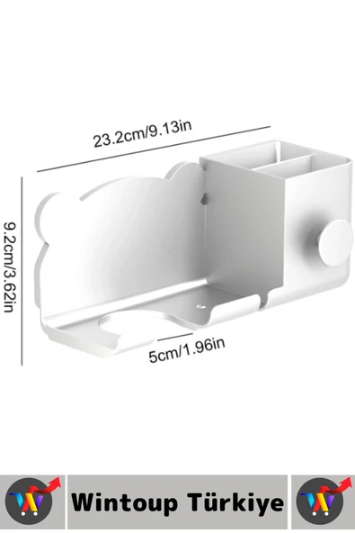 Montaj Gerektirmez Yapışkanlı Sevimli Ayıcık Banyo Yatak Odası Fön Makinesi Tarak Fırça Organizer - Resim 2