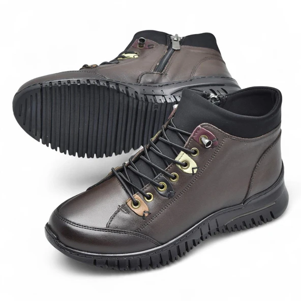 1988 Tam Ortopedik Siyah Hakiki Deri Kadın Bot Lastikli Fermuarlı Kışlık Anne Deri Bot - 10