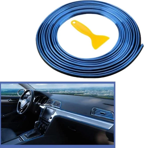Zhltools Mavi Araba Oto Trim Dekorasyon Şeridi Kauçuk Elastik Kolay Kurulum 5 metre Şerit Bant ürün görseli