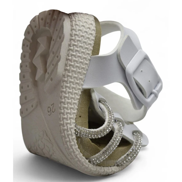 8454 Rahat Taban Kız Çocuk Sandalet Terlik Çocuk Taşlı Sandalet - 8