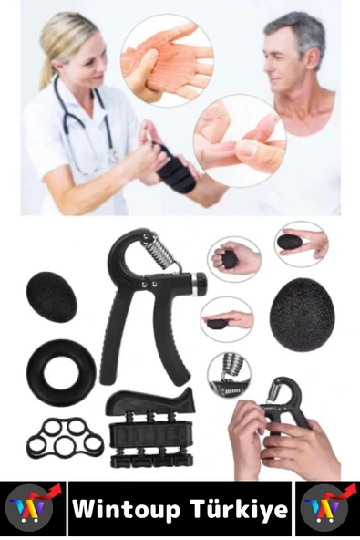 Ev Ofis Fizyoterapi Stres Yönetimi Antrenman El Parmak Güçlendirici Egzersiz 5 Parça Premium Set - 6