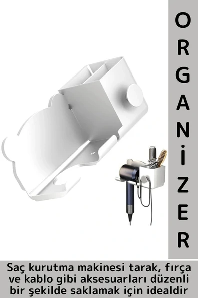 Montaj Gerektirmez Yapışkanlı Sevimli Ayıcık Banyo Yatak Odası Fön Makinesi Tarak Fırça Organizer ürün görseli