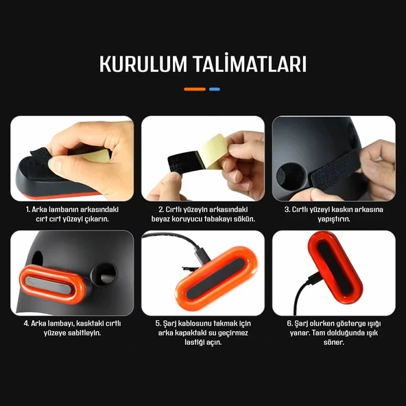 MOTOSİKLET KASK LED ÇAKAR - Resim 6