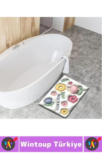 Dayanıklı Uzun Ömürlü Kaymaz Leke Tutmaz Ultra Su Nem Koku Emici Çok Şık 3D Banyo Paspası 40x60 Cm - Resim 2