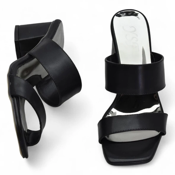 200PZ Düz Model 5cm Kadın Topuklu Terlik Ayakkabı Düğün Nişan Abiye - 5