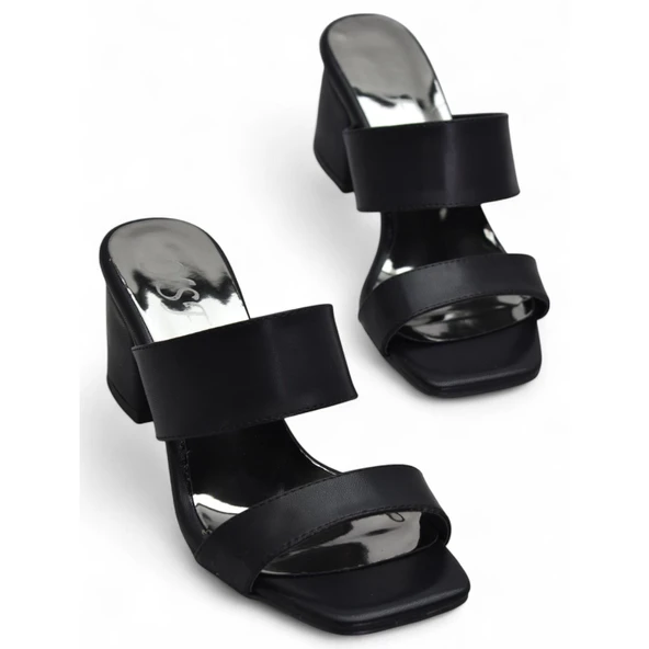 200PZ Düz Model 5cm Kadın Topuklu Terlik Ayakkabı Düğün Nişan Abiye