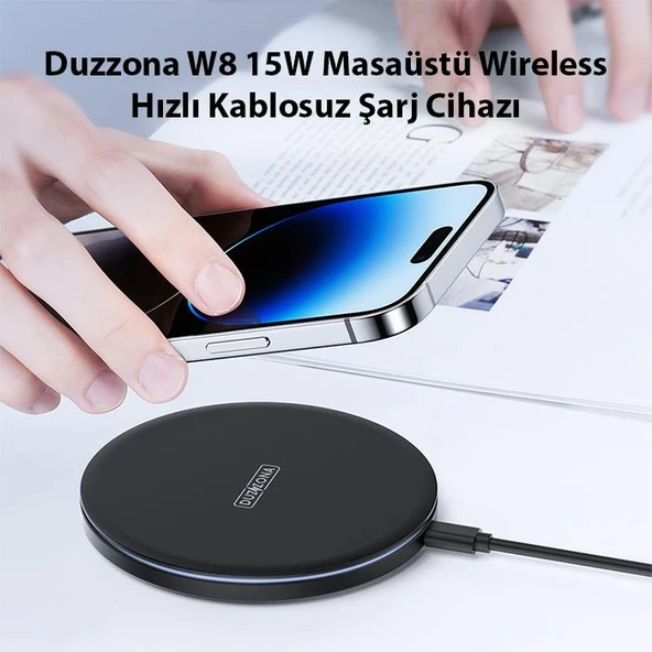 Duzzona W8 15W Masaüstü Wireless Hızlı Kablosuz Şarj Cihazı - Resim 2