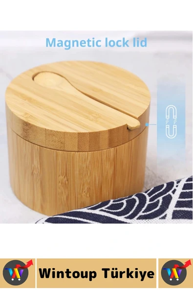 Dayanıklı Mutfak Mıknatıslı Kapak Hijyenik Çok Şık Doğal Ahşap Kaşıklı Baharatlık Kaşık Seti 4 Adet - Resim 3