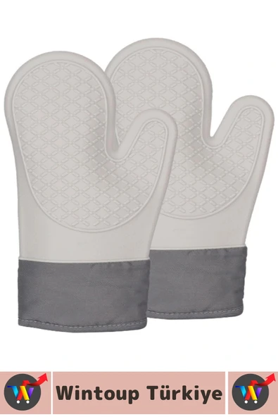 Kaymaz Yanmaz Fırın Ocak Tencere Izgara Mutfak Yüksek Isıya Dayanıklı Silikon Fırın Eldiveni 1 Adet - Resim 5