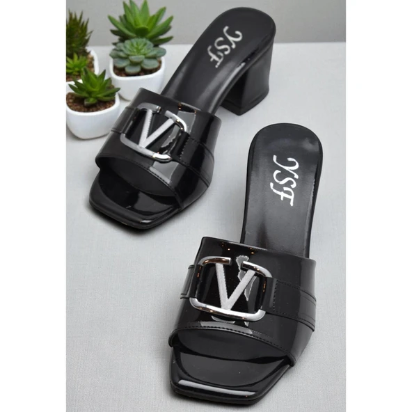 200V Düz Model 5cm Kadın Topuklu Terlik Ayakkabı Düğün Nişan Abiye