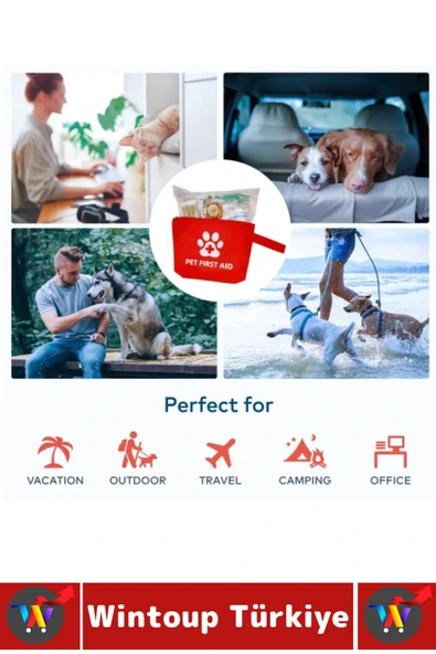 Portatif Dayanıklı Evcil Hayvan Kedi Köpek Tam Dolu Acil Durum İhtiyaç İlk Yardım Seti Çantası - Resim 3