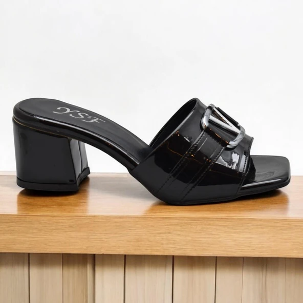 200V Düz Model 5cm Kadın Topuklu Terlik Ayakkabı Düğün Nişan Abiye - 3