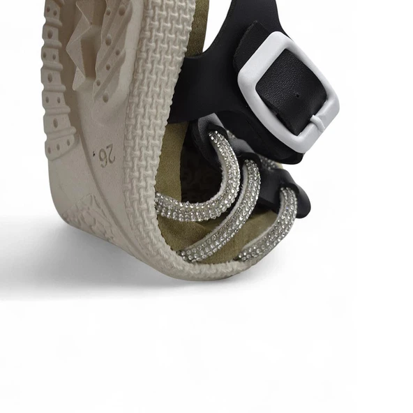 8454 Rahat Taban Kız Çocuk Sandalet Terlik Çocuk Taşlı Sandalet - 3