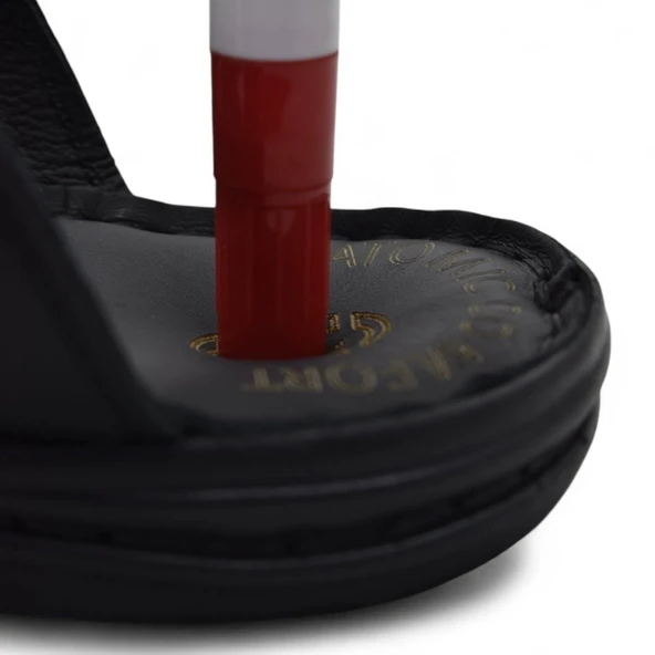 039 Günlük Ortopedik Taban  Hakiki Deri Erkek Terlik Puff Yumuşak İç Taban - 7